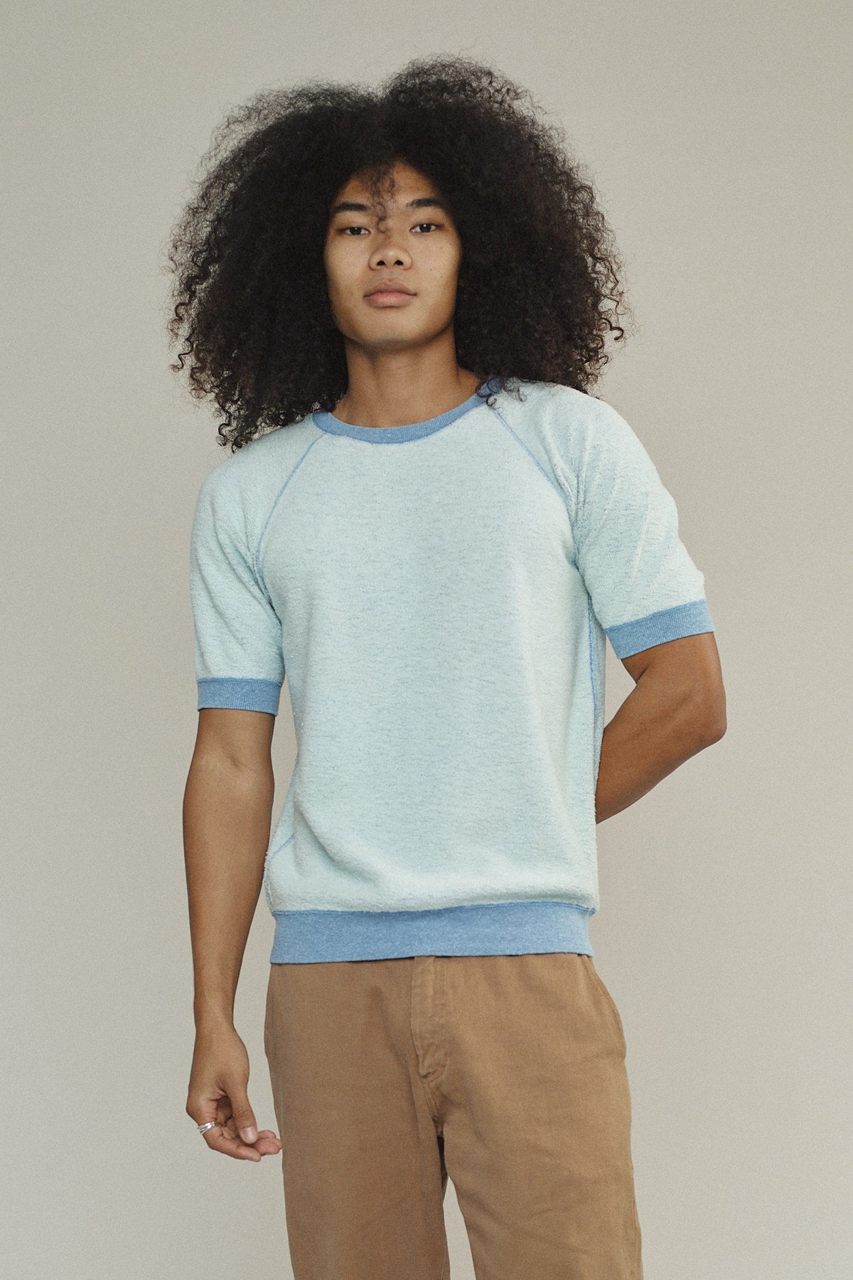 Heathered Short Sleeve Raglan Sherpa Sweatshirt
