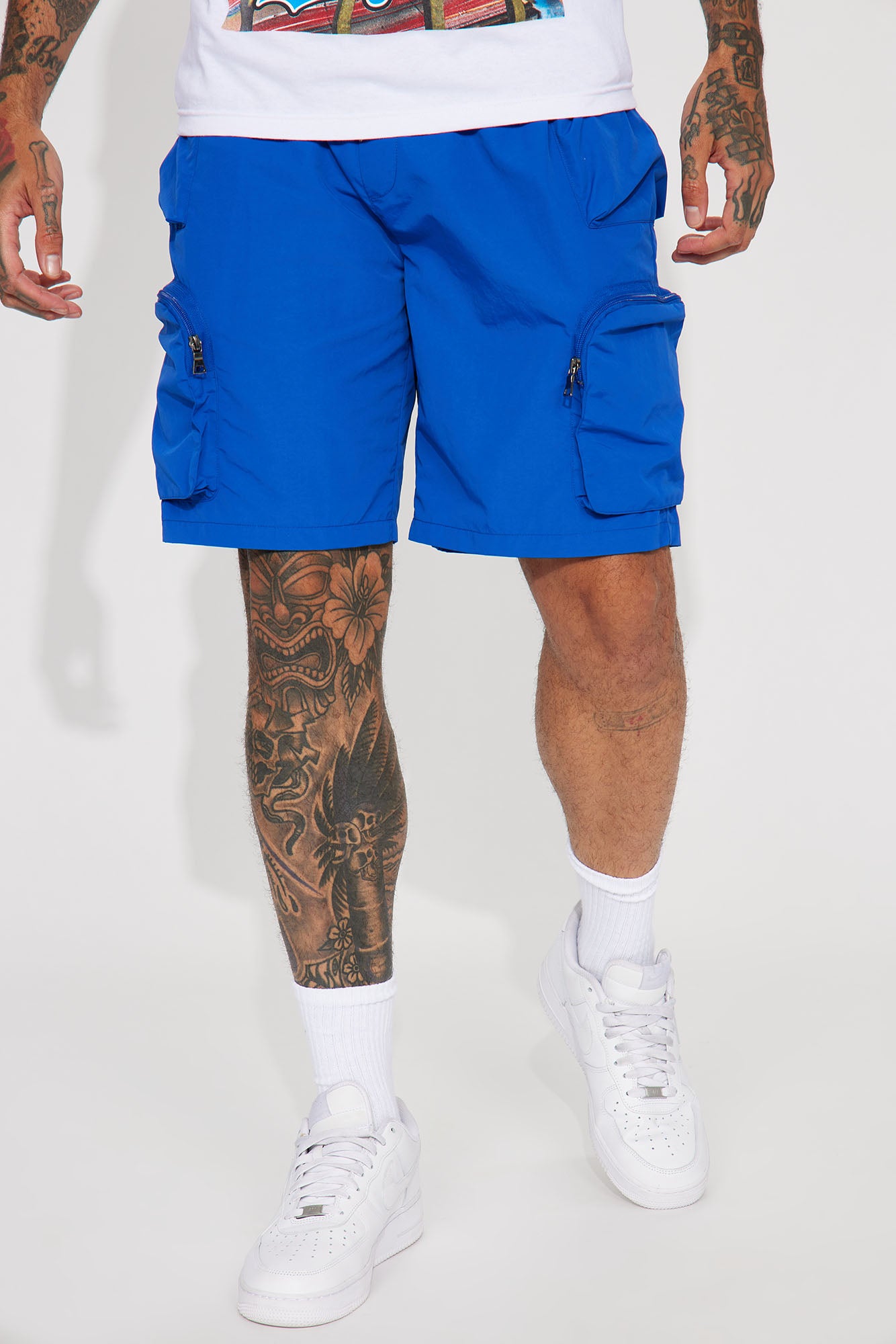 All This And That Royal Nylon Cargo Shorts - Regular Fit