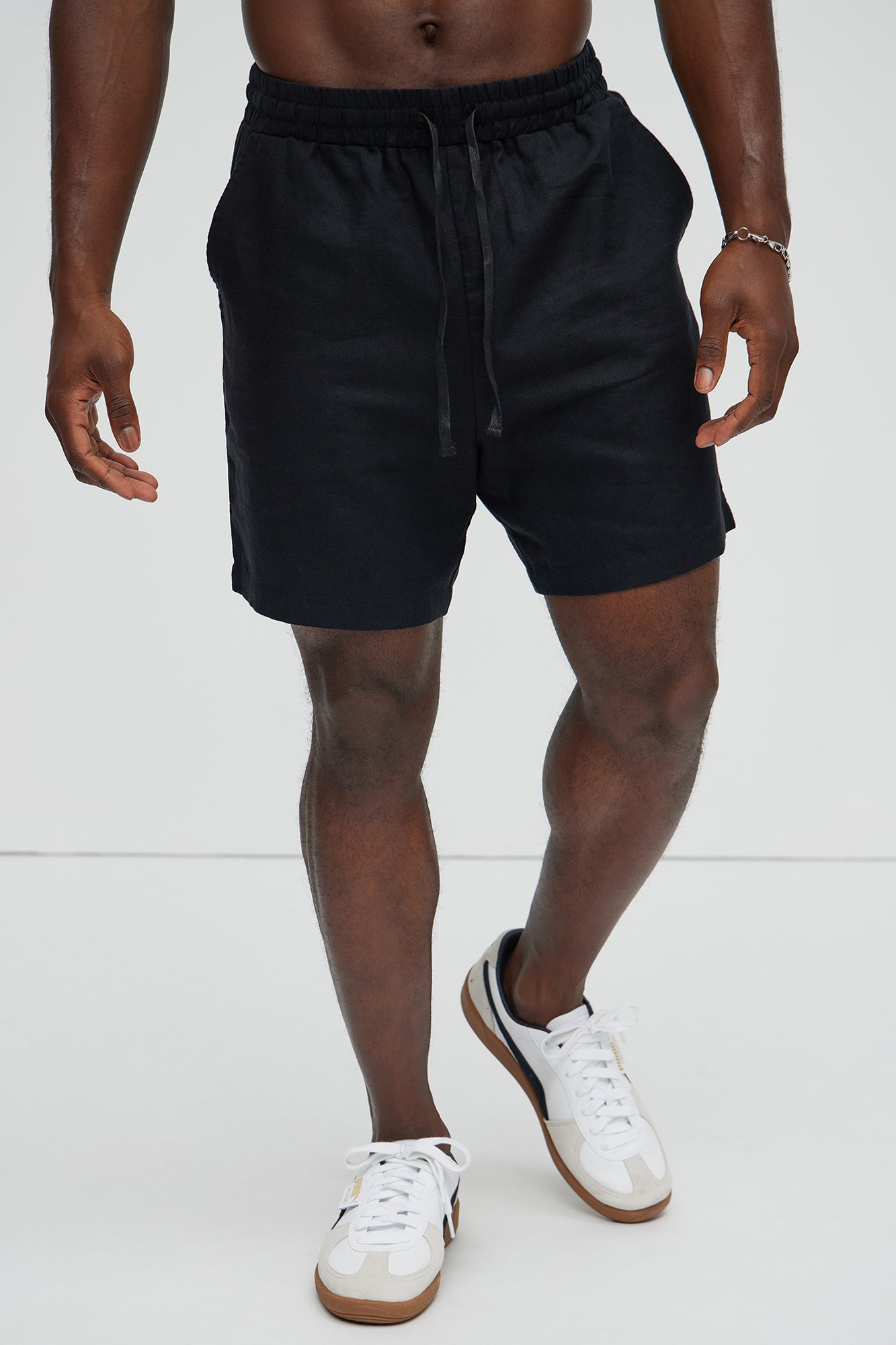 Bahamas Linen Shorts - Black Regular Fit Men's Summer Shorts