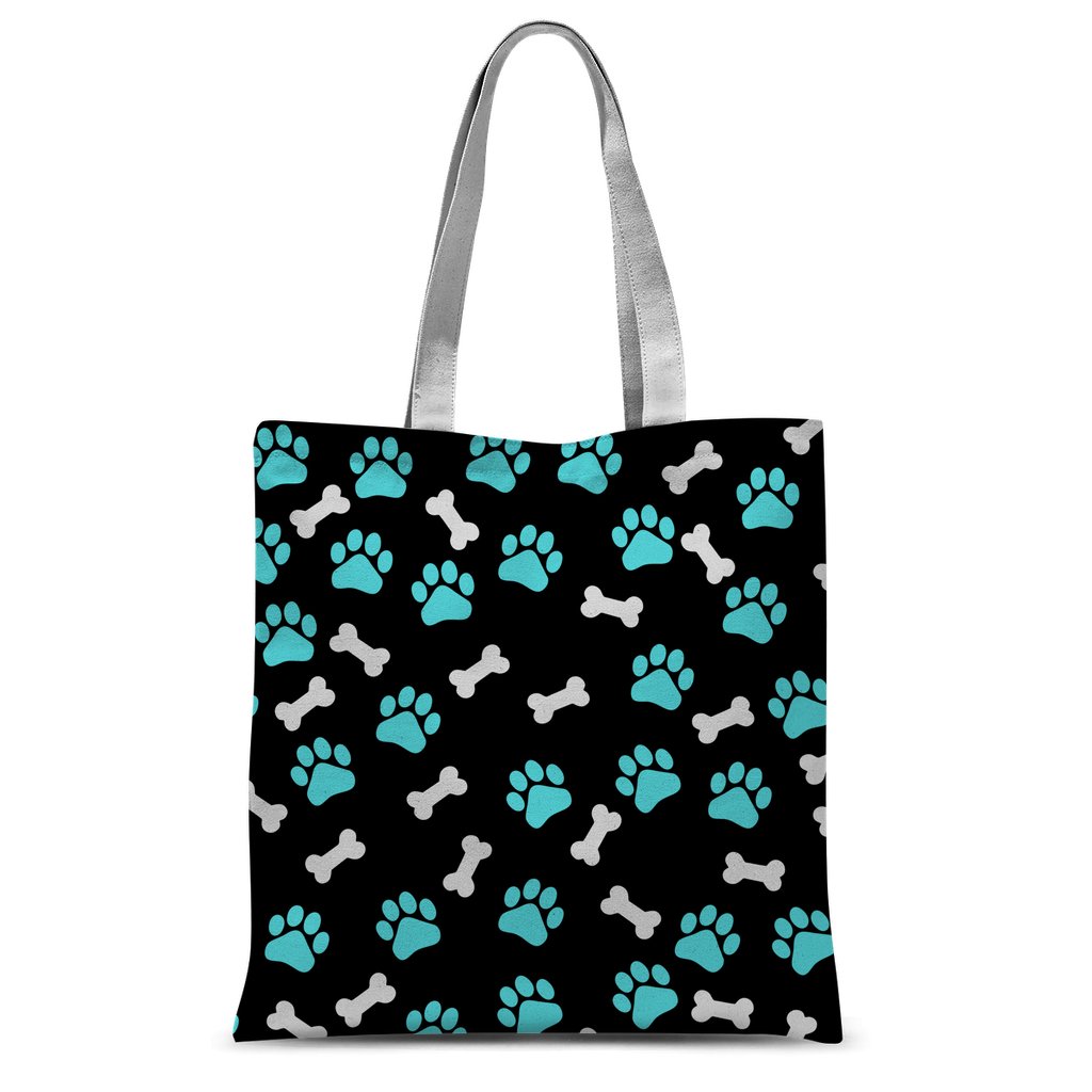 Paws and Bones Classic Sublimation Tote Bag - Durable All-Purpose Canvas Carry Bag