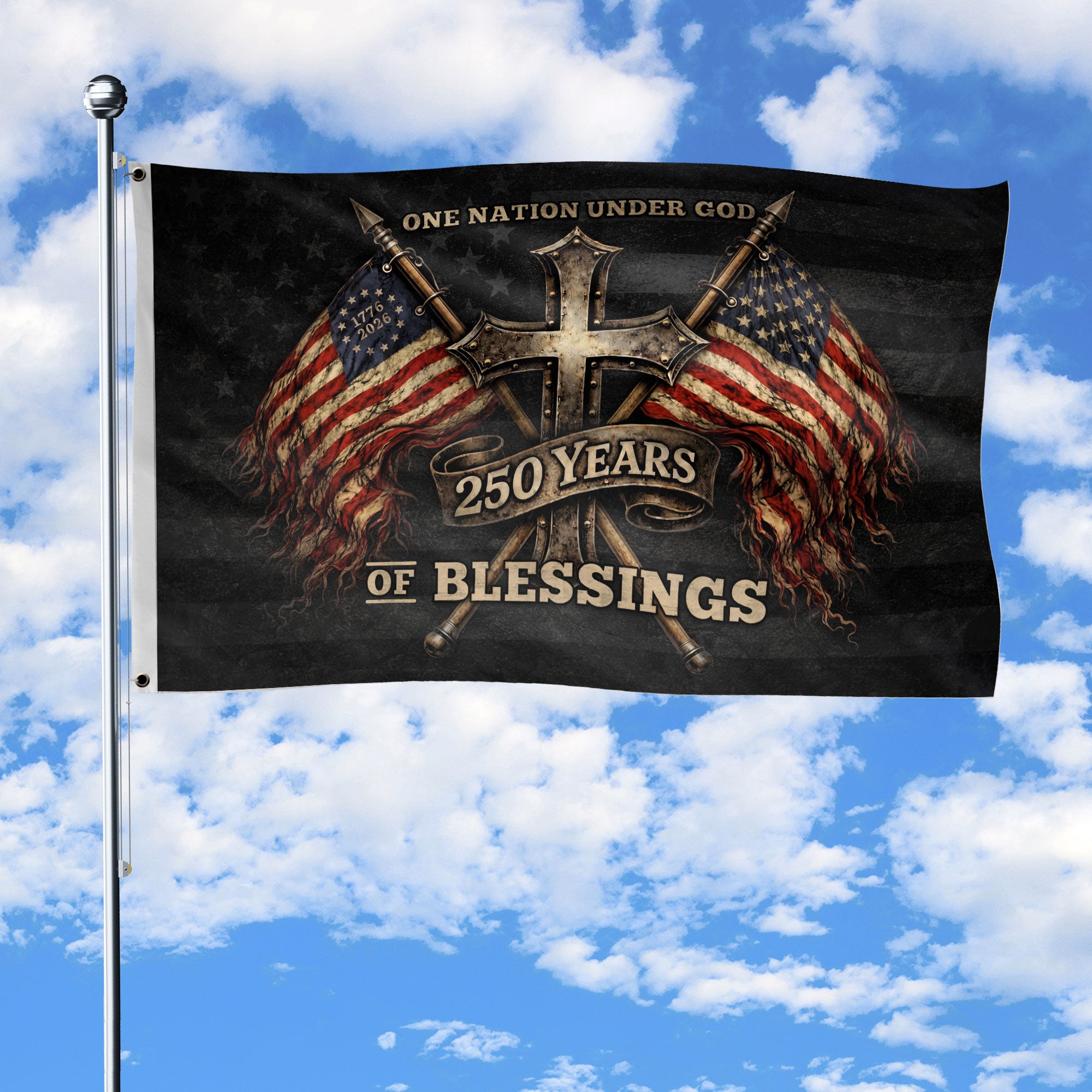 1776-2026 American Christian Patriotic Flag Faith Freedom Outdoor Decor