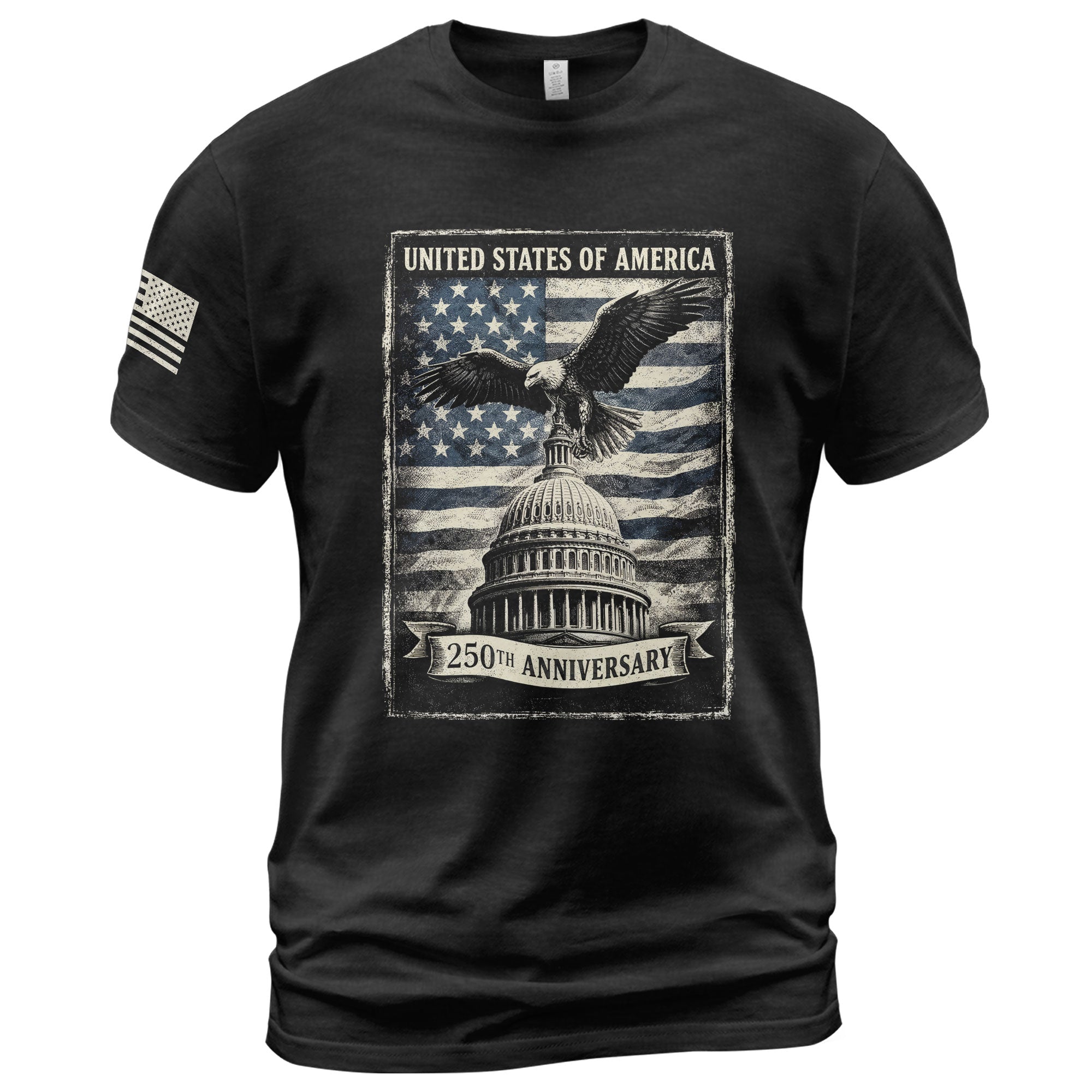 250 Years America Anniversary 1776-2026 Men's Patriotic T-Shirt – Retro Eagle & Capitol Freedom USA 250 Birthday Graphic Tee