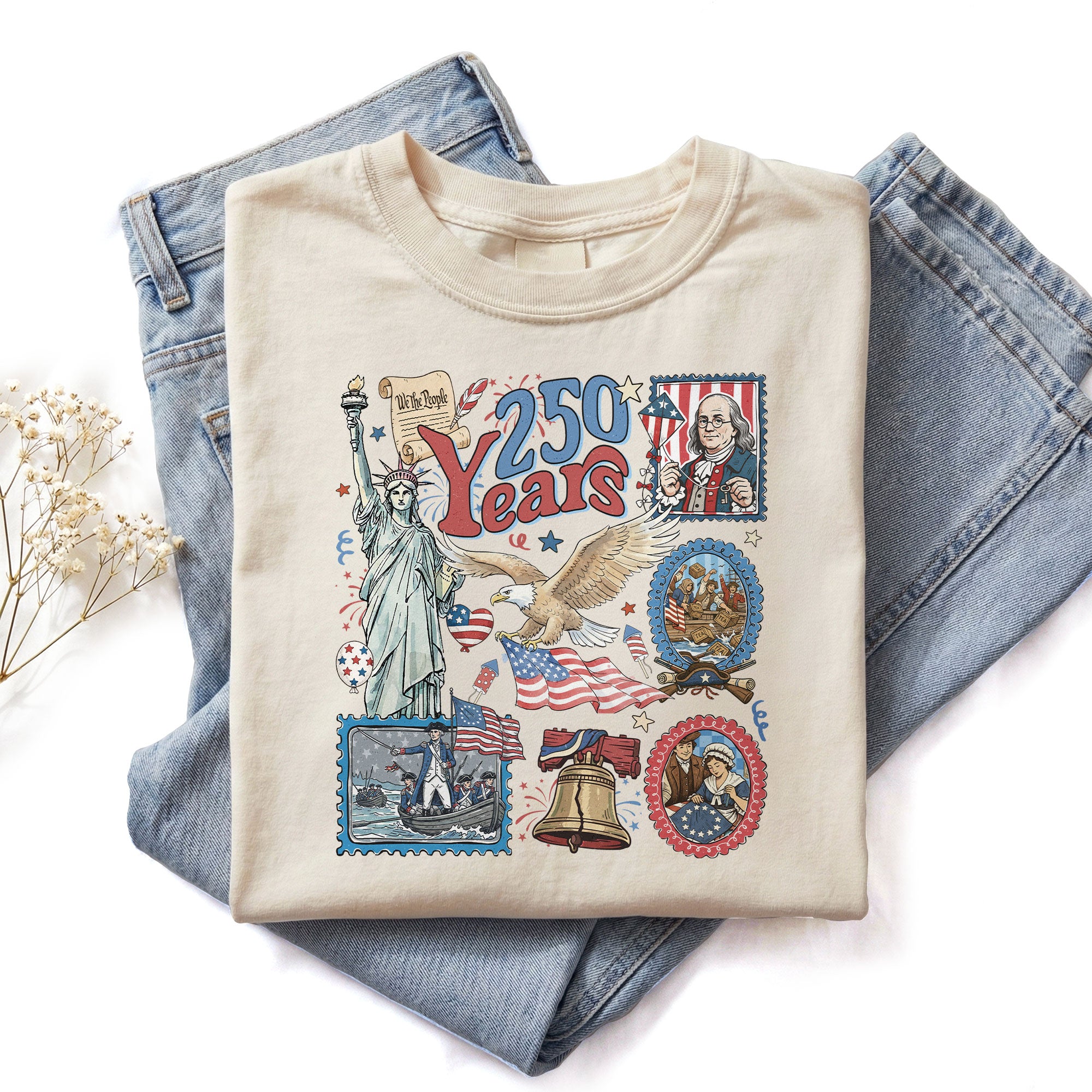 250th Anniversary America 1776-2026 Shirt - Groovy Vintage Patriotic Statement Tee