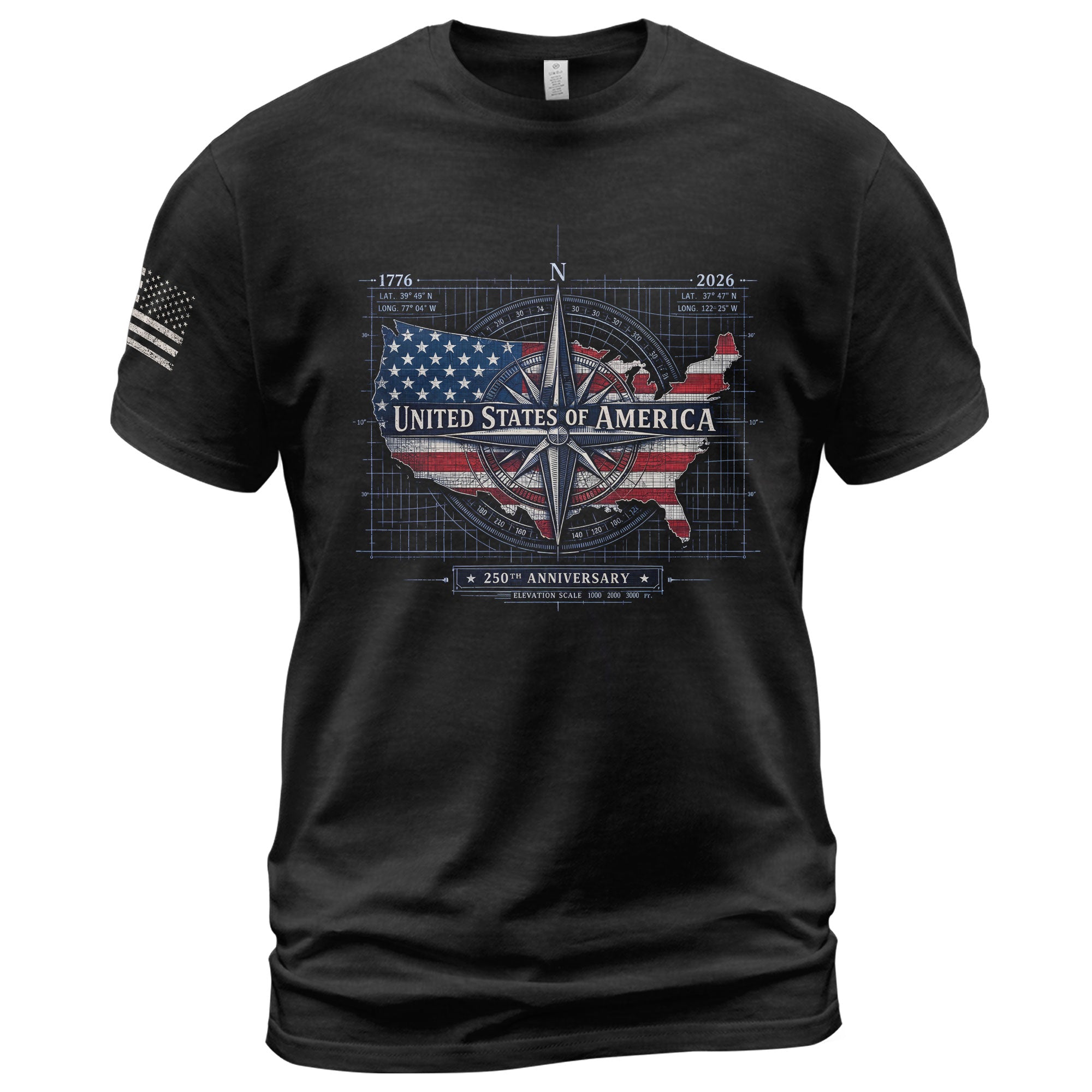 250th Anniversary USA Shirt 1776-2026 – Patriotic US Flag Freedom Tee, American Birthday Mens T-Shirt