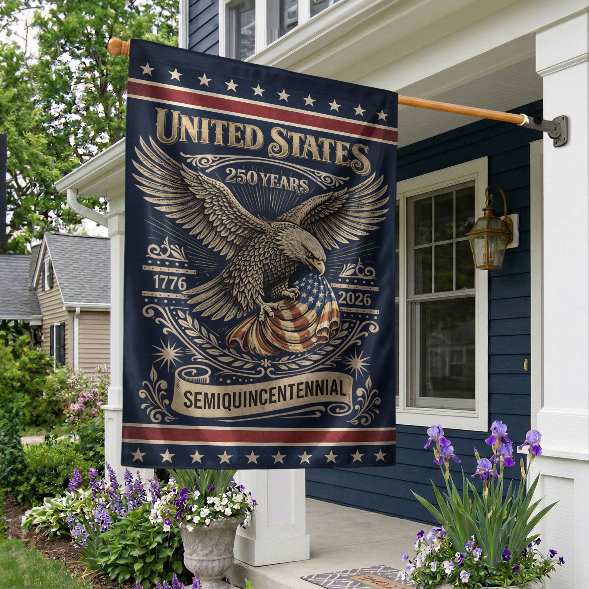 America 250th Anniversary 1776-2026 Double Sided House Flag Patriotic Eagle Yard Decor