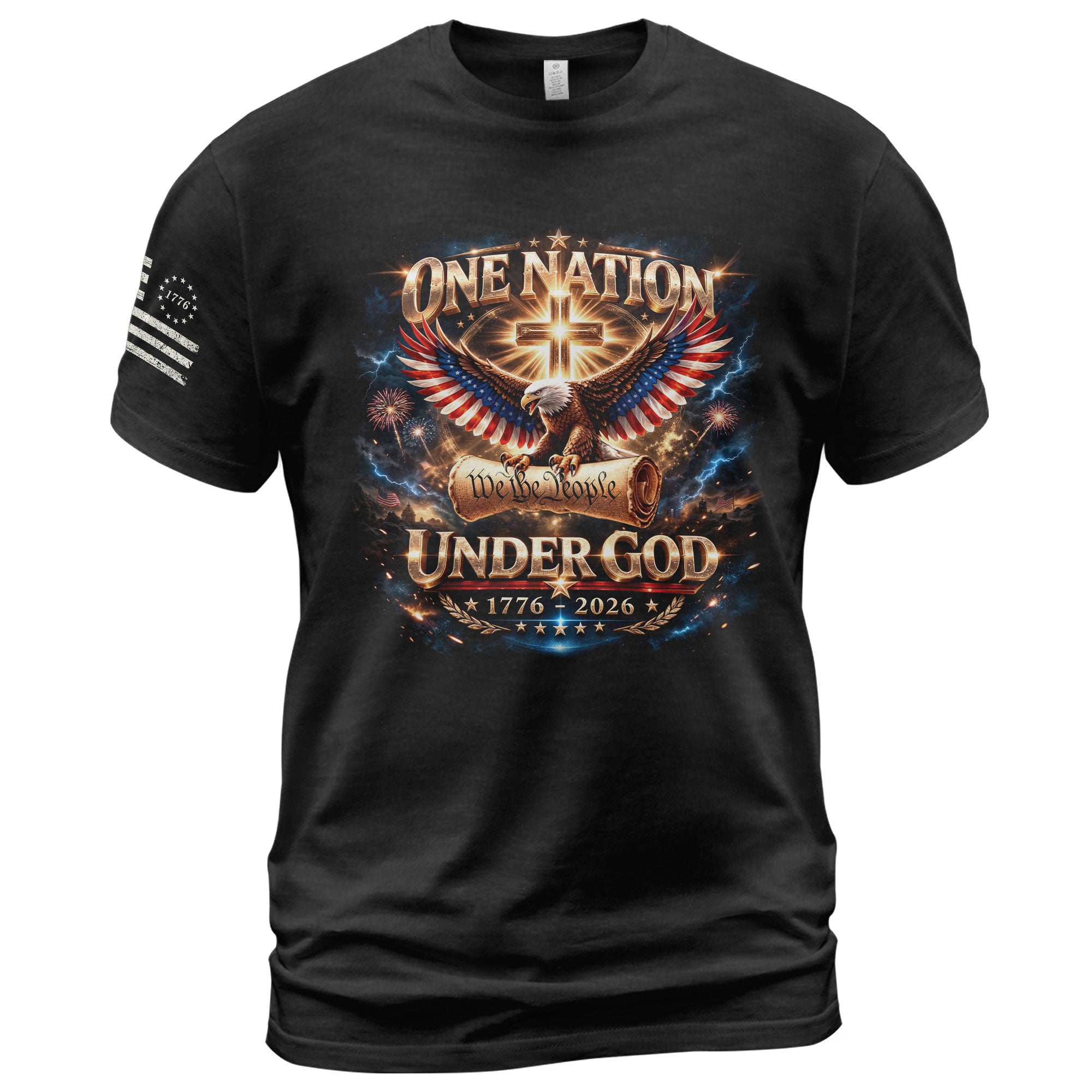 America 250th Anniversary 1776-2026 T-Shirt – We The People Eagle Cross & Constitution One Nation Under God Bootleg Shirt