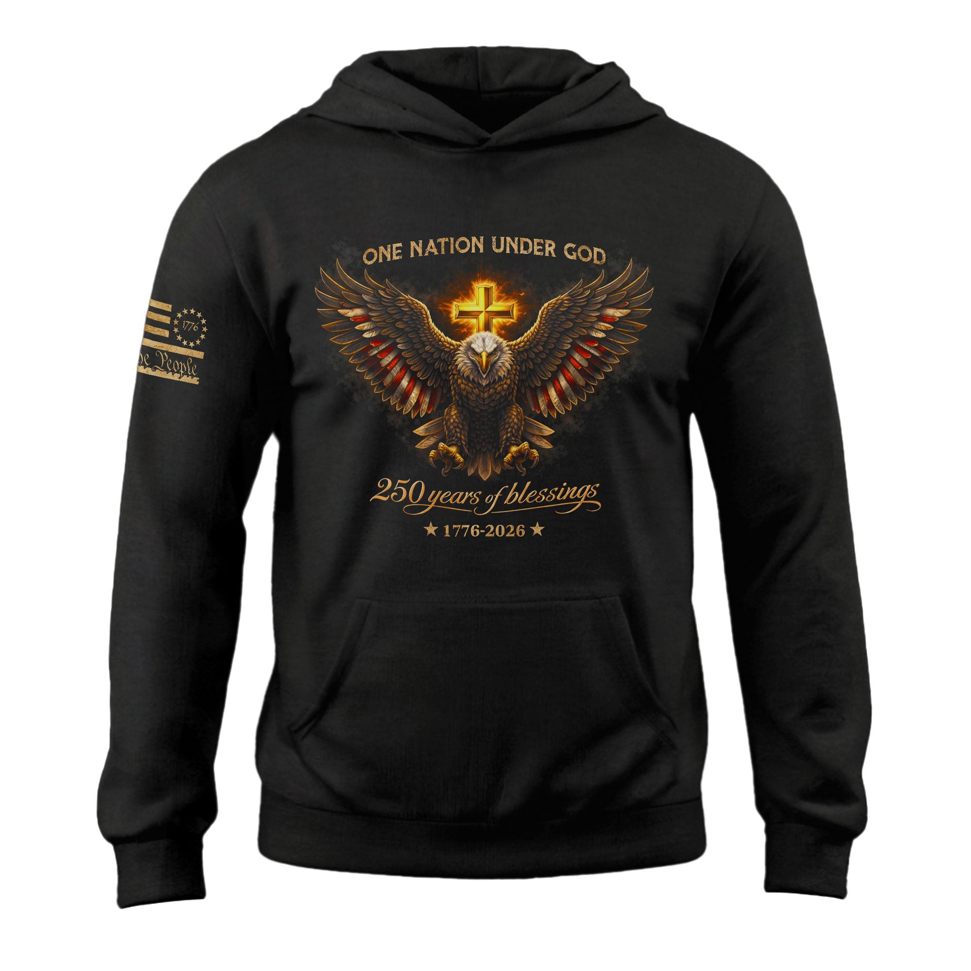 America 250th Anniversary Hoodie 1776-2026 – 250 Years of Blessings Eagle Cross Hoodie