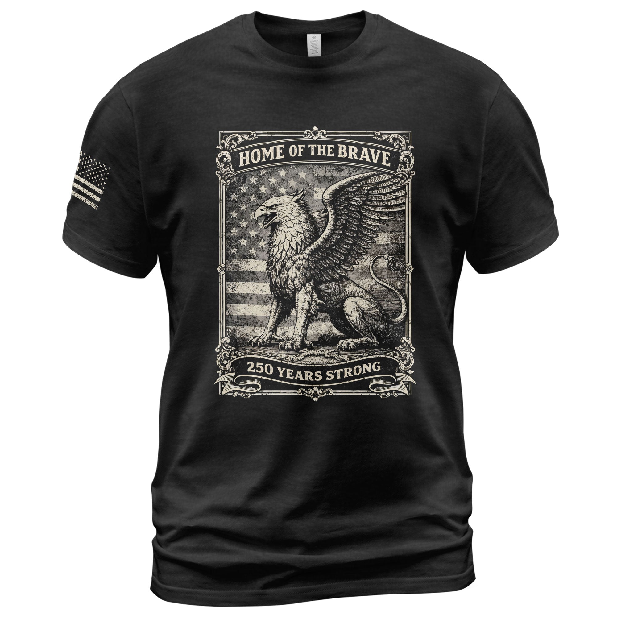 America 250th Anniversary T-Shirt 1776-2026 – Home of the Brave Griffin & Flag Tee