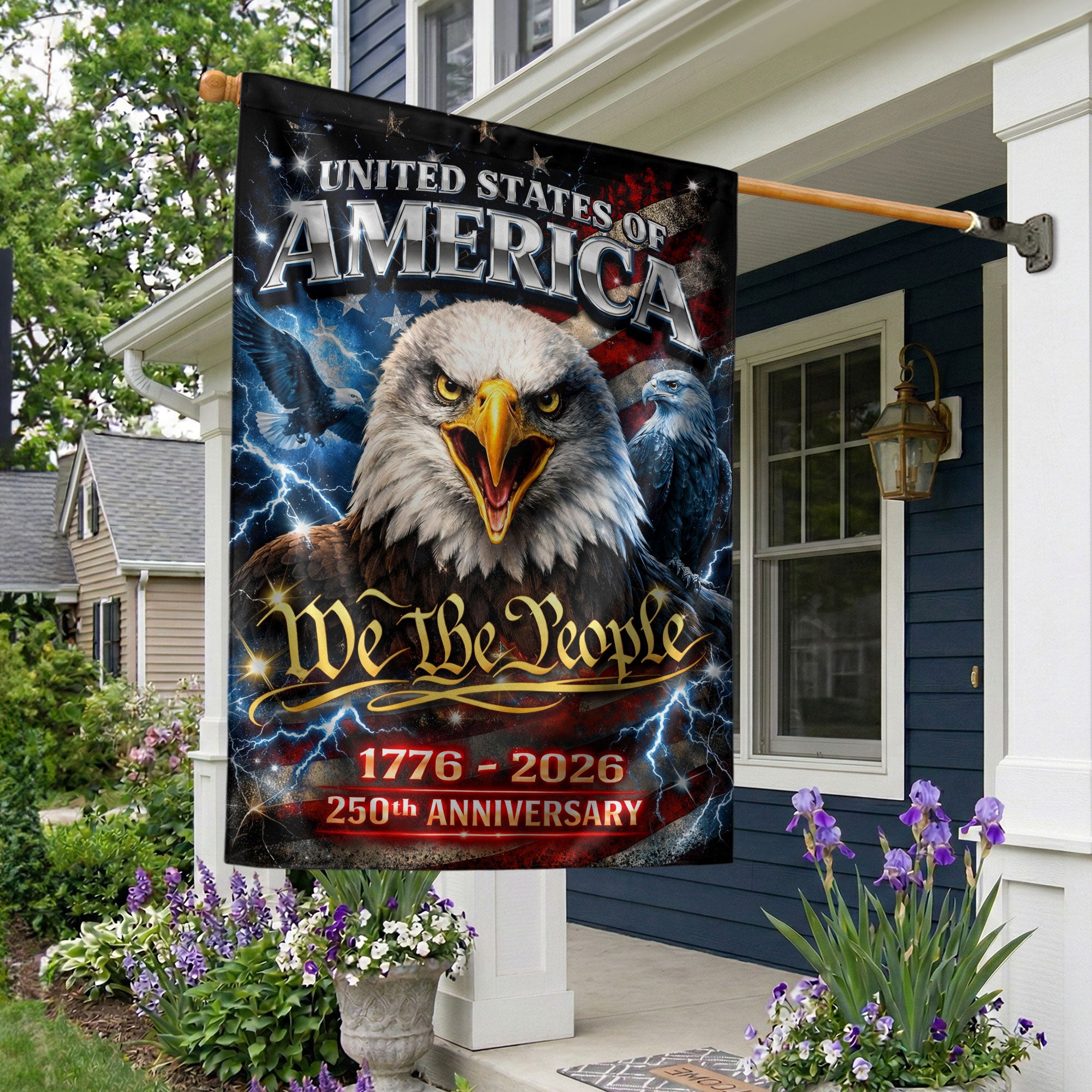 America We The People 250th Anniversary Double Sided House Flag Eagle 1776-2026