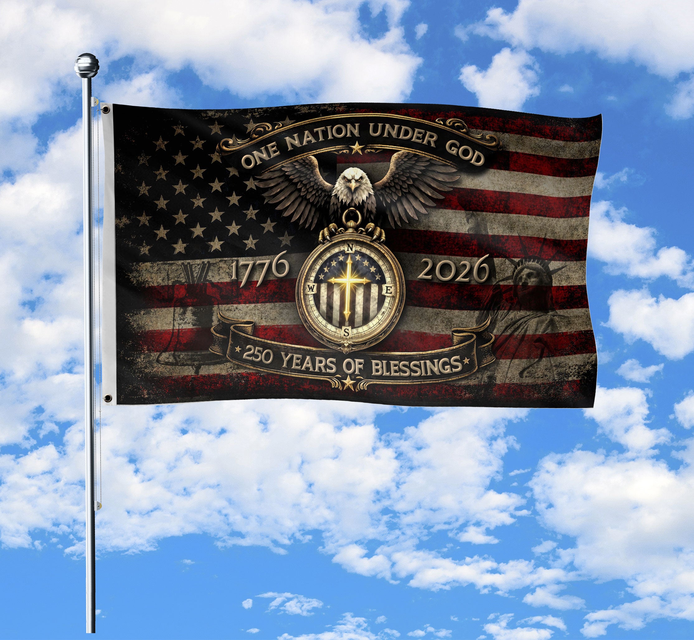 American Christian Faith Garden Flag 250 Years Freedom Celebration 12.5x18in