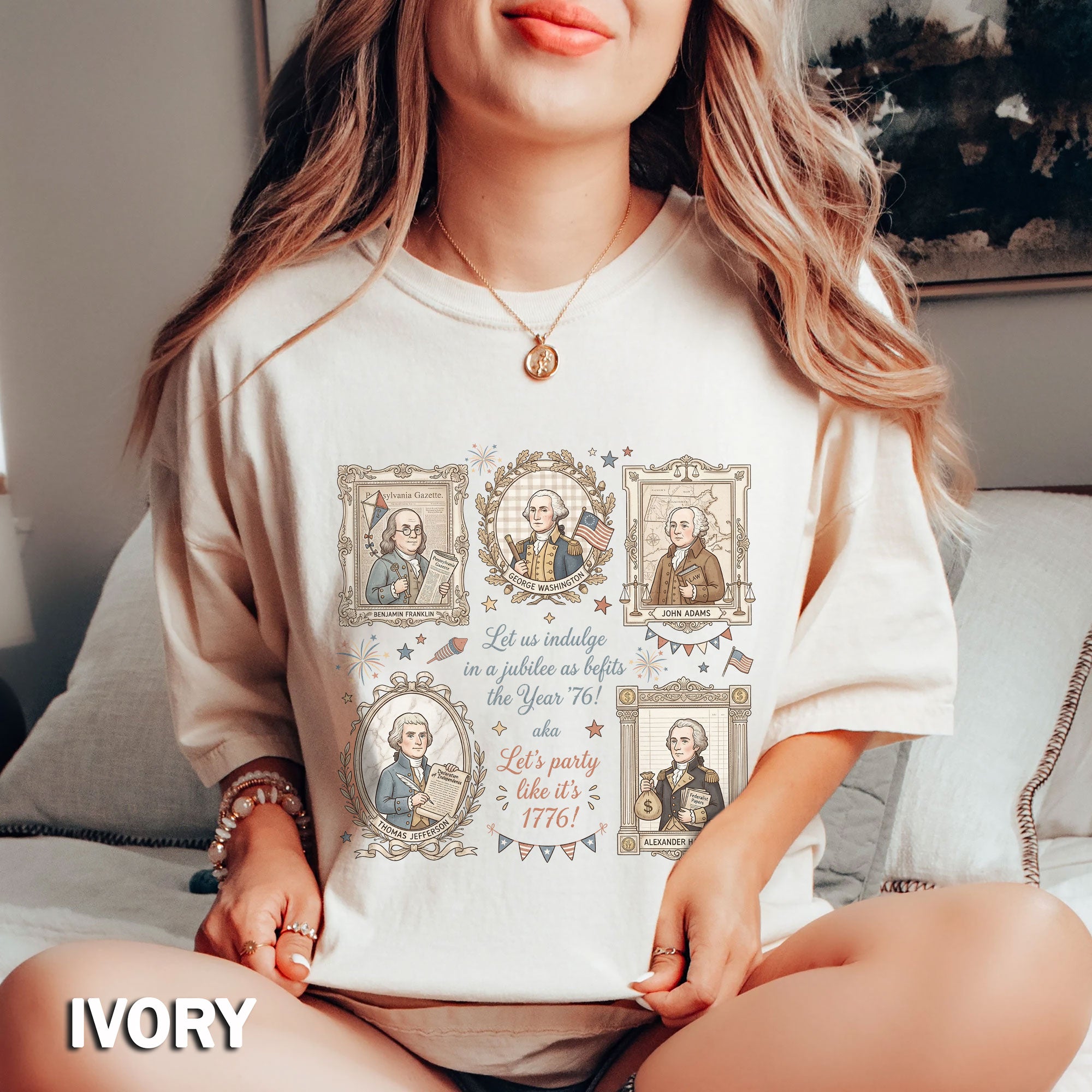 Funny Founding Fathers Portrait Shirt Let’s Party Like It’s 1776 Patriotic Vintage USA