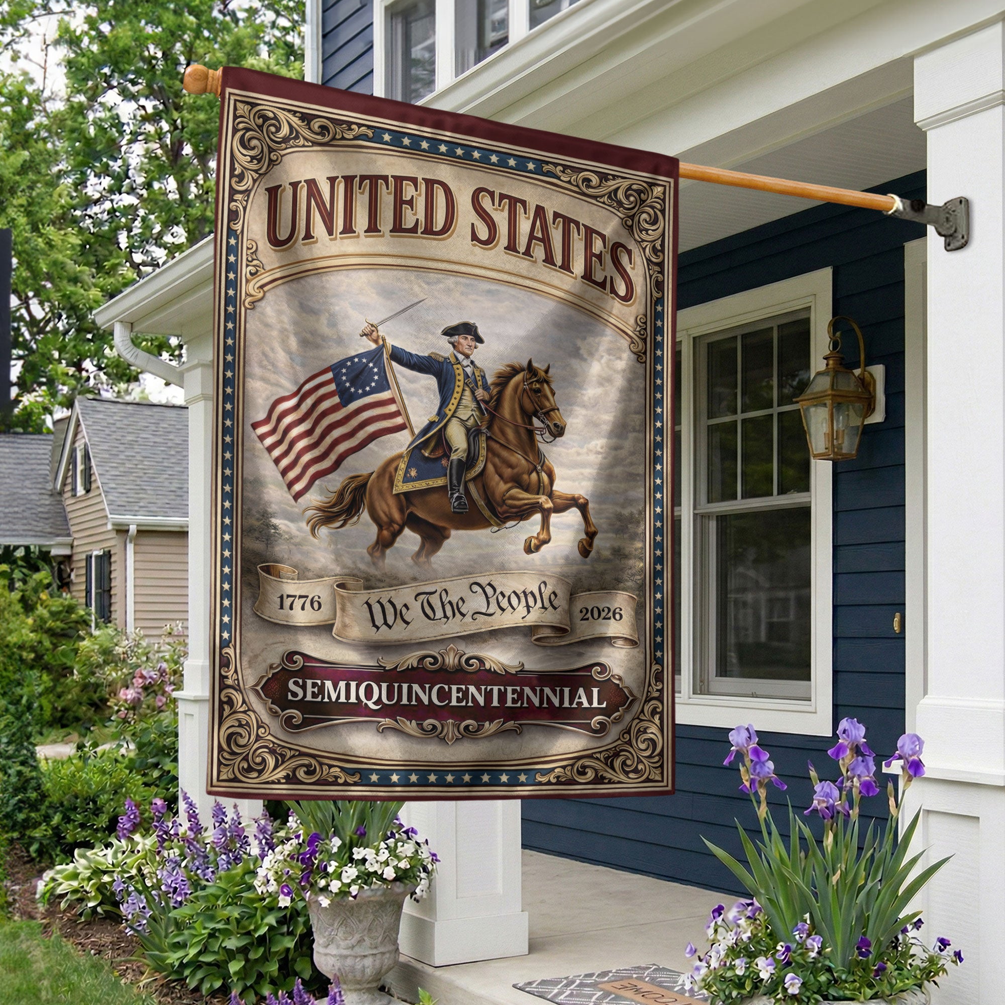 George Washington 250th Anniversary 1776-2026 House Flag We The People Double Sided Yard Decor