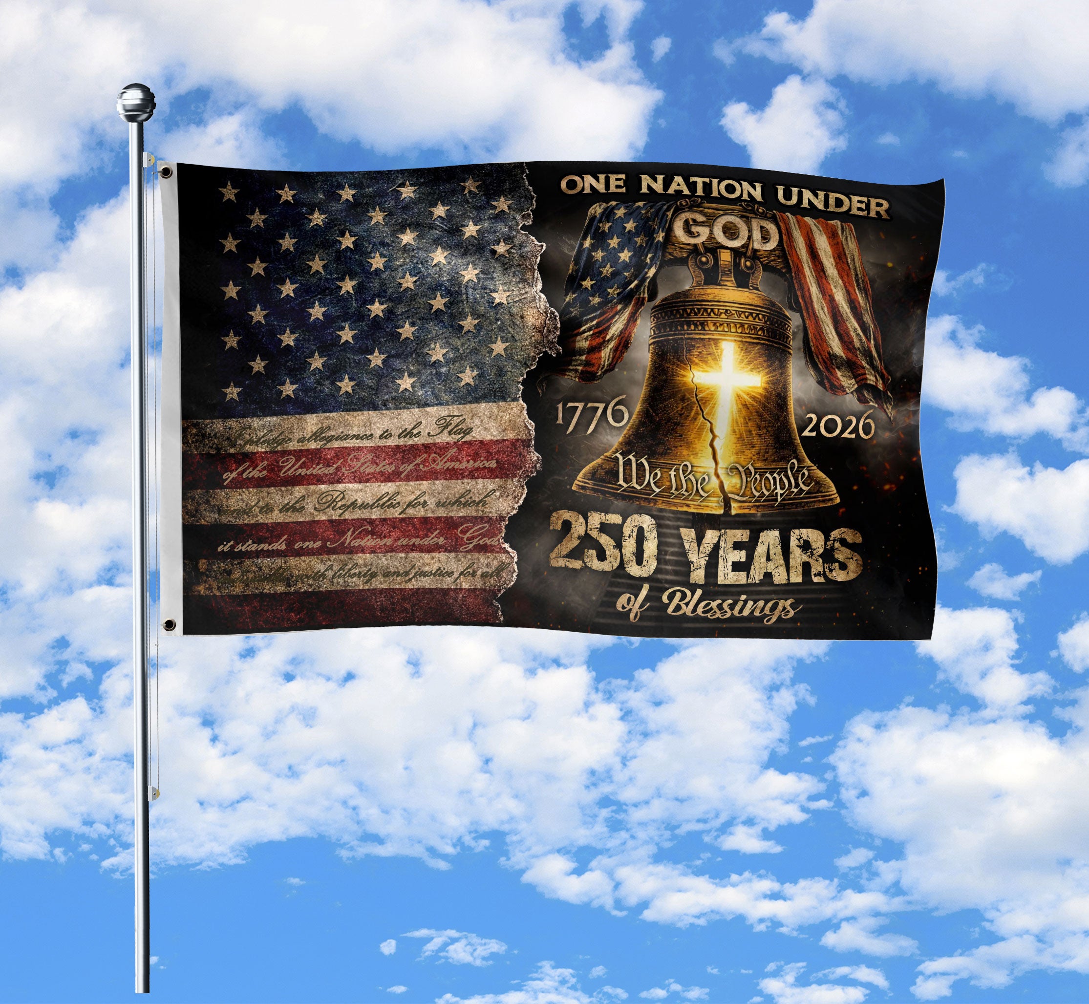 One Nation Under God America Religious US 250th Anniversary Double-Sided Garden Flag