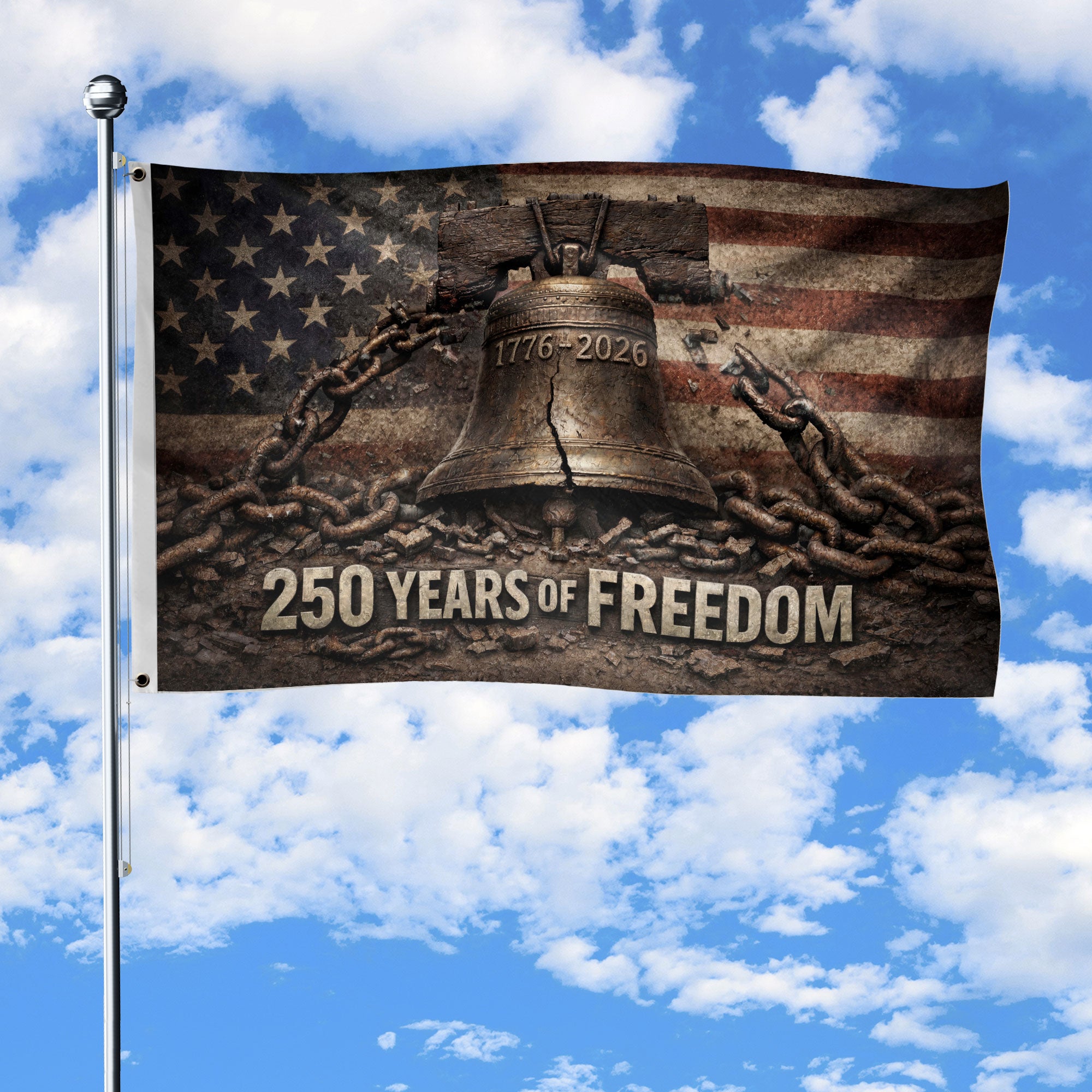 Proclaim Liberty Throughout The Land 250 Years Flag 1776-2026 Liberty Bell Patriotic Banner