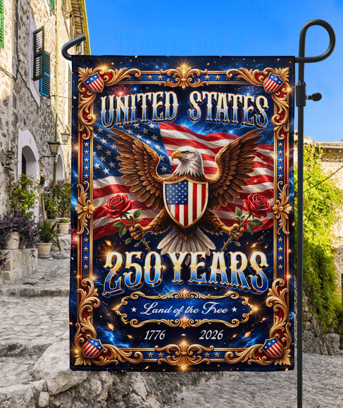 United States 250 Years Patriotic Eagle Garden Flag 1776-2026 Land of the Free