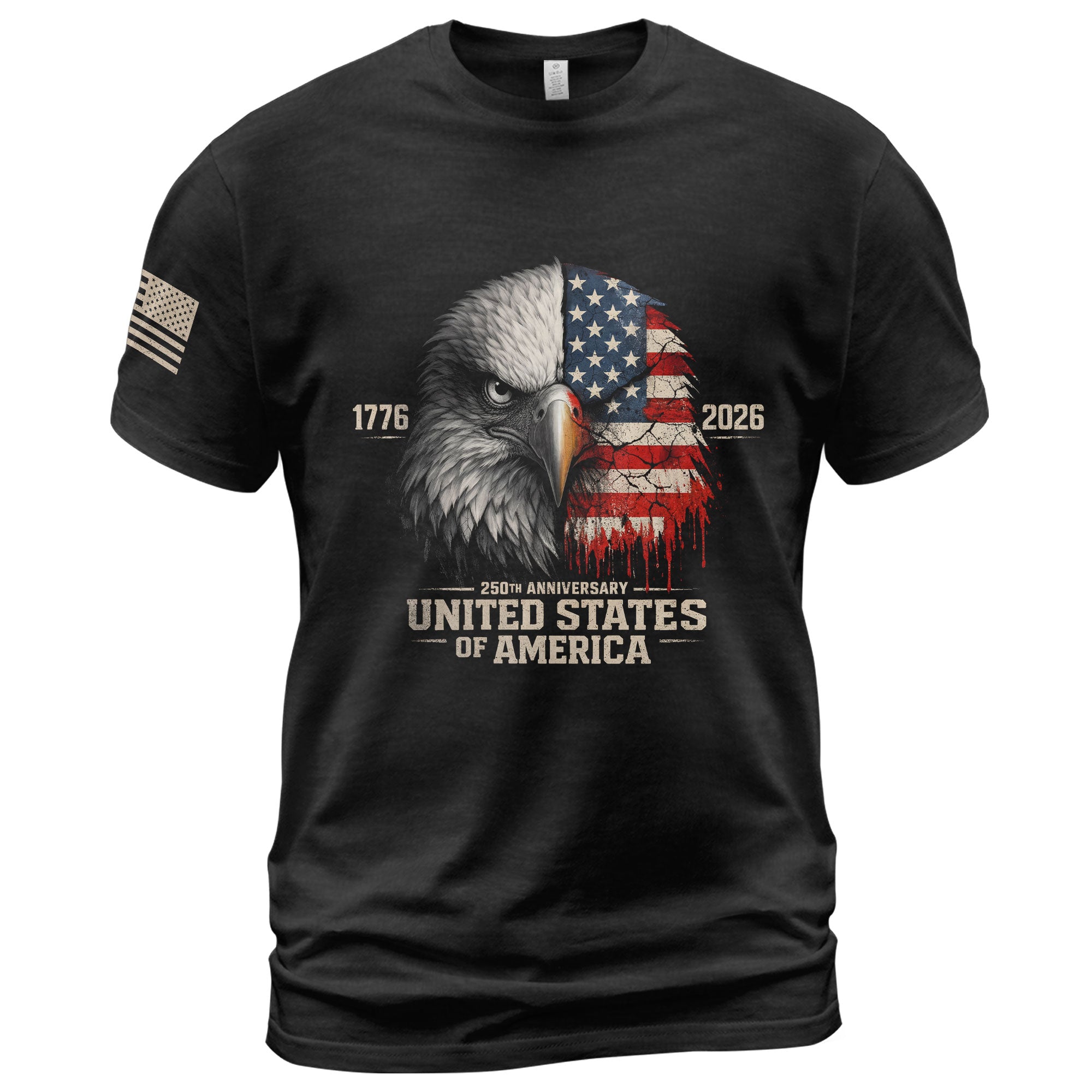 United States 250th Anniversary 1776-2026 T-Shirt – USA Flag & Eagle Distressed 250 Years Patriotic Tee