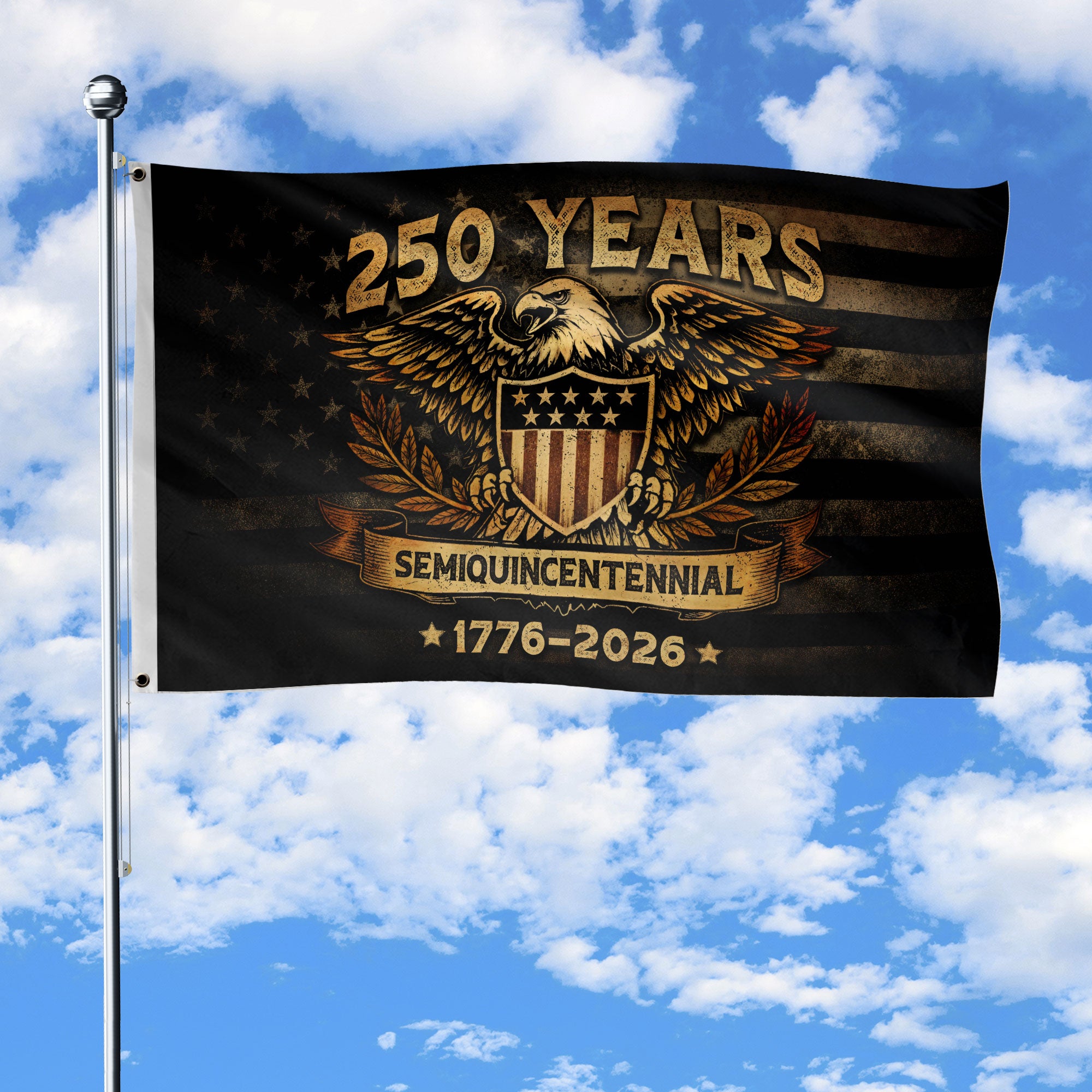 United States 250th Anniversary Flag 1776-2026 American Eagle Patriotic Design Polyester