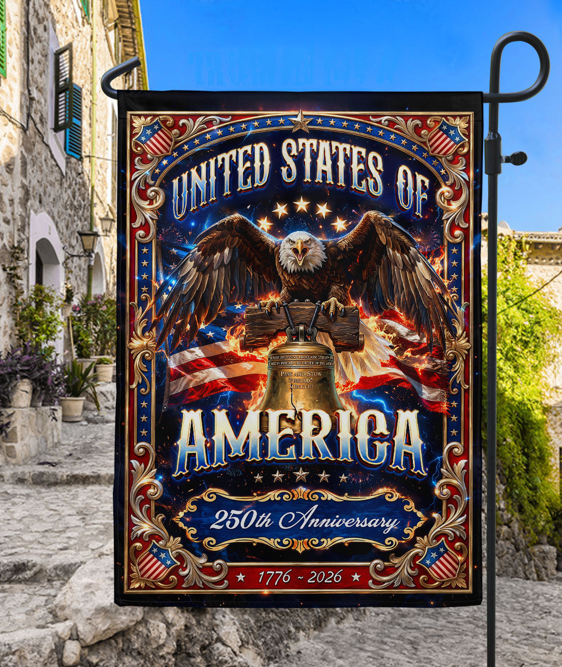 United States Garden Flag with Eagle Liberty Bell 1776 Patriotic Banner