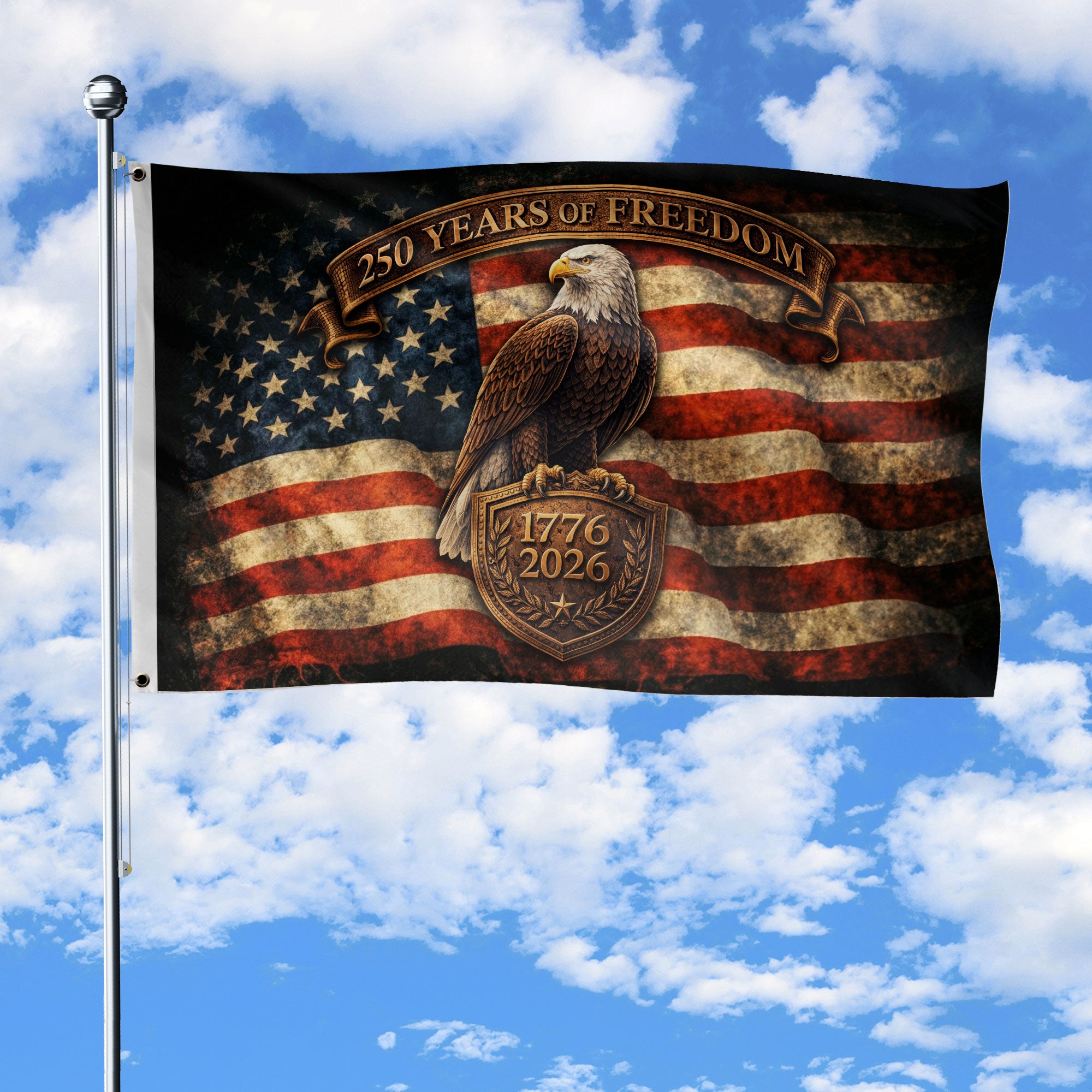 USA 250 Years of Freedom Flag 1776-2026 Patriotic Eagle American Anniversary Flag