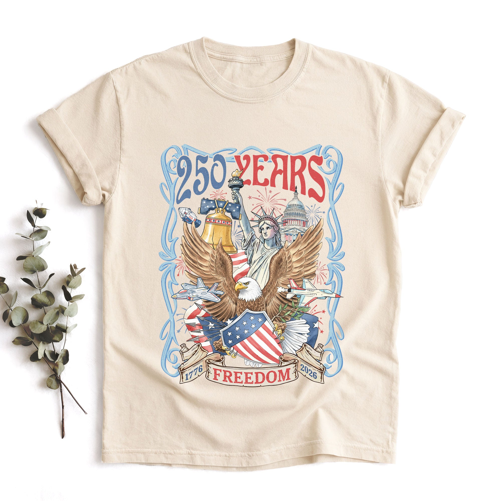 USA 250 Years of Freedom Shirt -1776 Independence Day 2026 Retro Graphic Tee