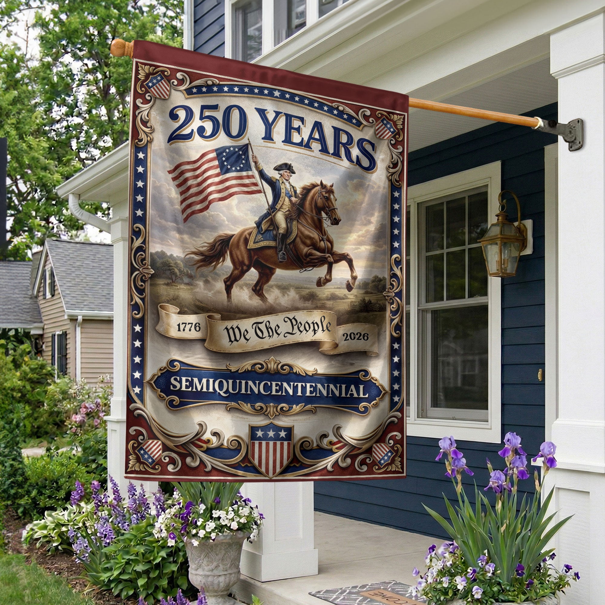 USA 250 Years We The People 1776-2026 George Washington Double Sided House Flag