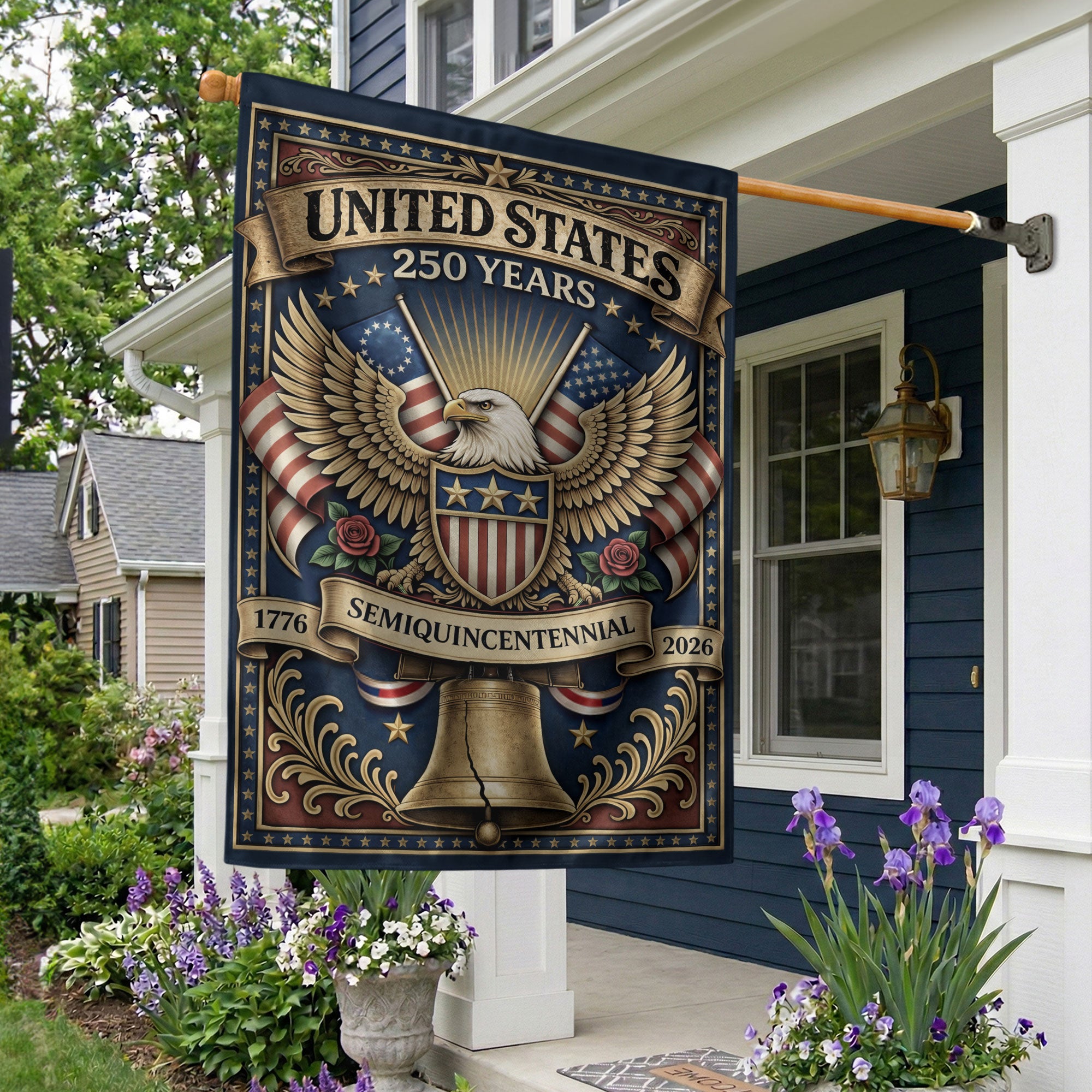 USA 250th Anniversary 1776-2026 House Flag Double Sided Bald Eagle Stars Stripes Banner