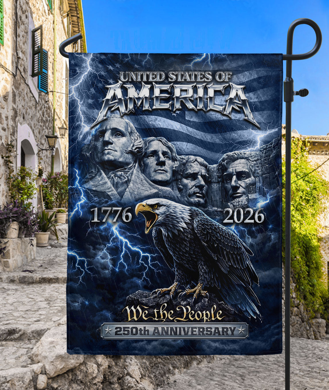 USA 250th Anniversary Garden Flag 1776-2026 Mount Rushmore Eagle Double-Sided Patriotic Outdoor Yard Decor