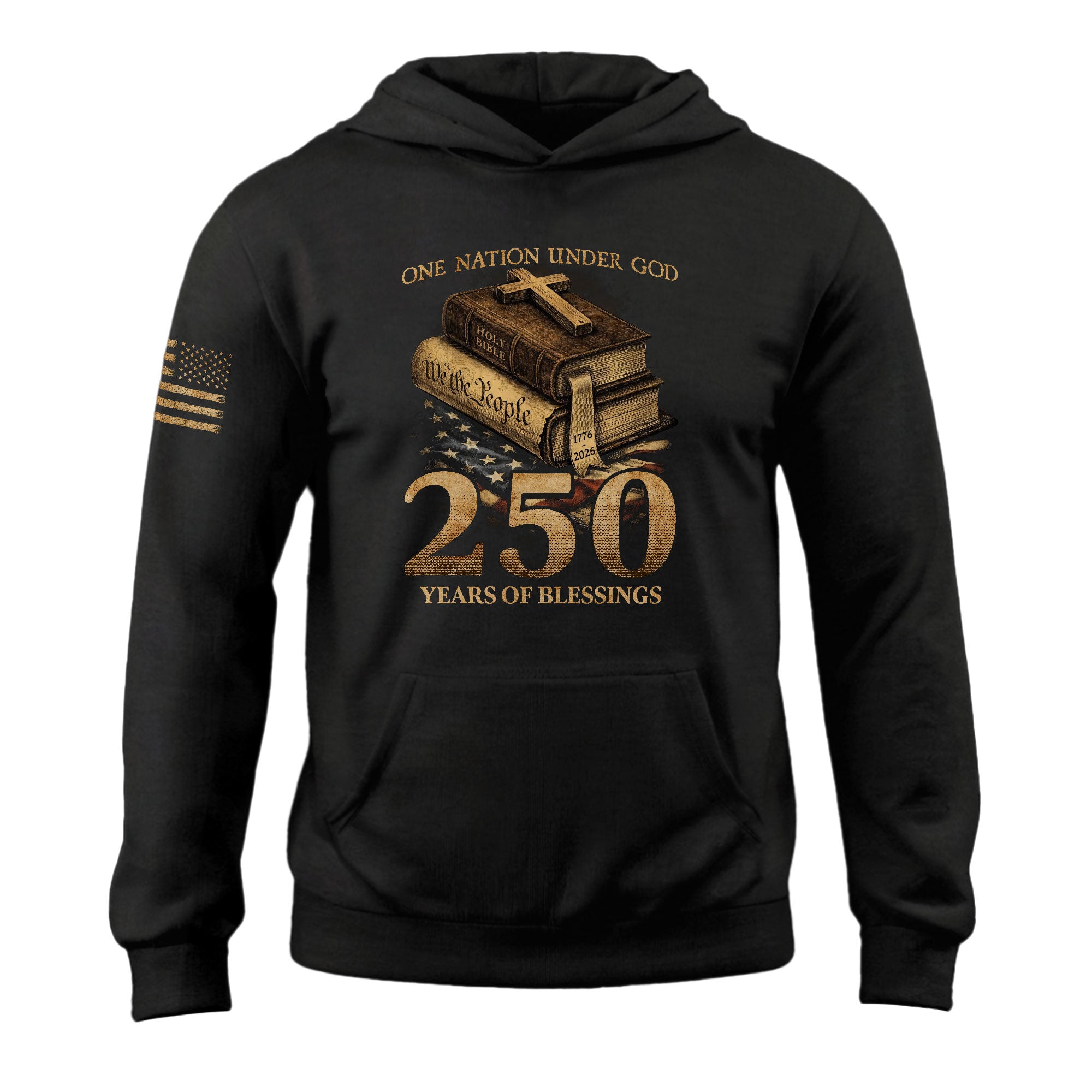 USA 250th Anniversary Hoodie 1776-2026 – One Nation Under God Holy Bible Eagle Patriotic Hoodie