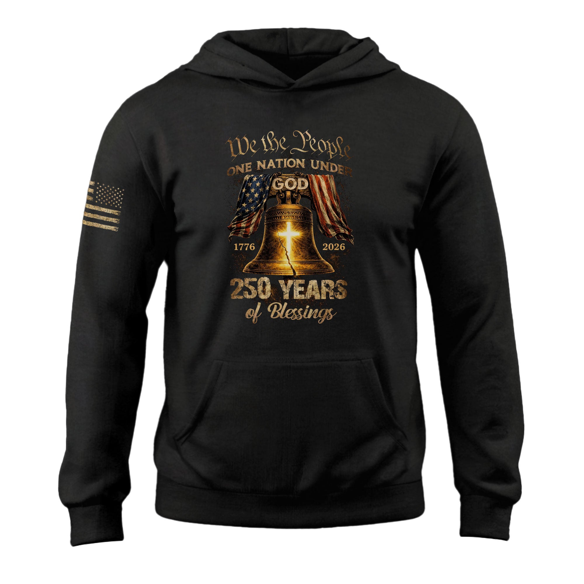 USA 250th Anniversary Hoodie 1776-2026 – One Nation Under God We The People Liberty Bell Hoodie