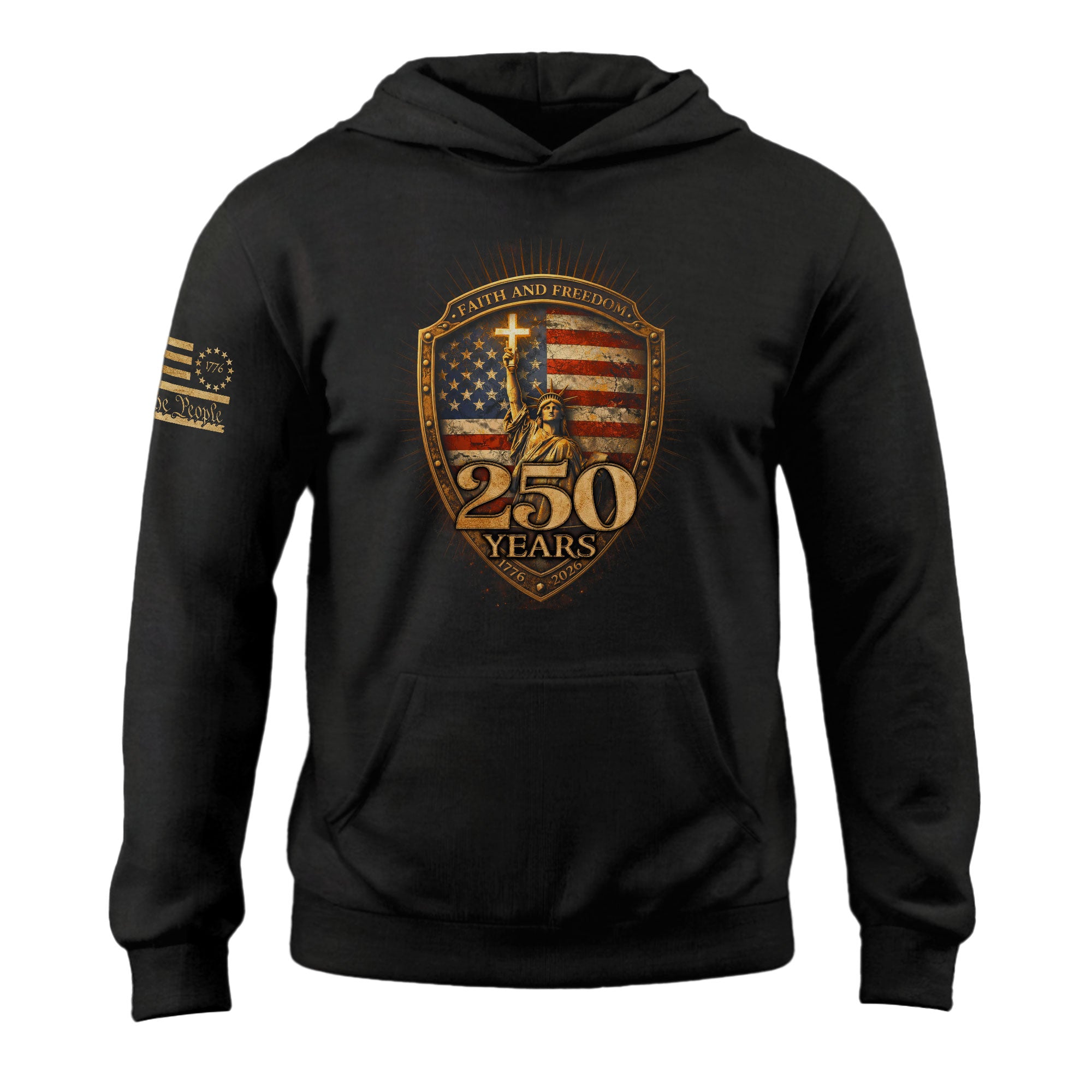 USA 250th Anniversary Hoodie 1776-2026 – Statue of Liberty Faith & Freedom Christian Hoodie