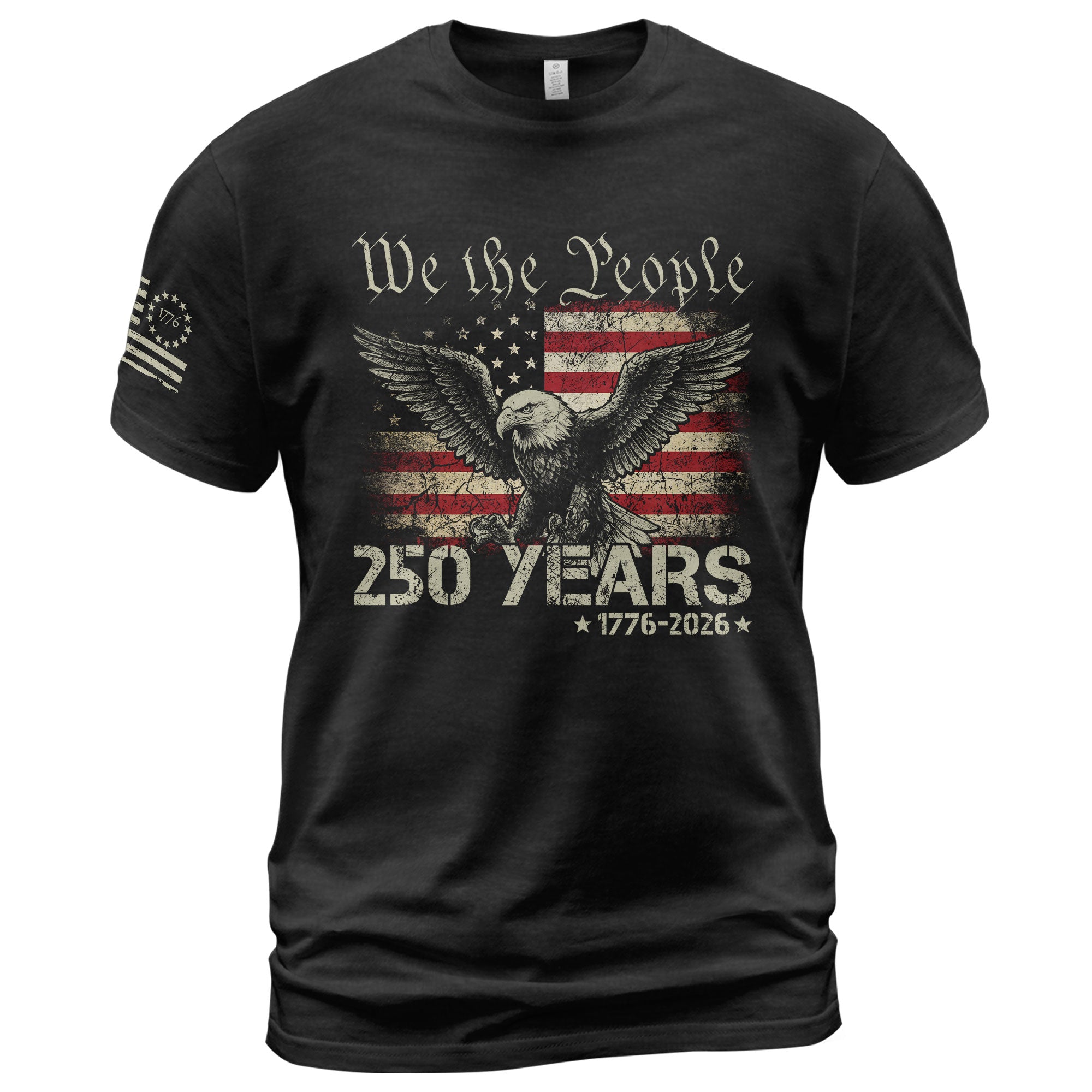 USA 250th Anniversary T-Shirt 250 Years 1776-2026 Winged Eagle Distressed Flag Patriotic
