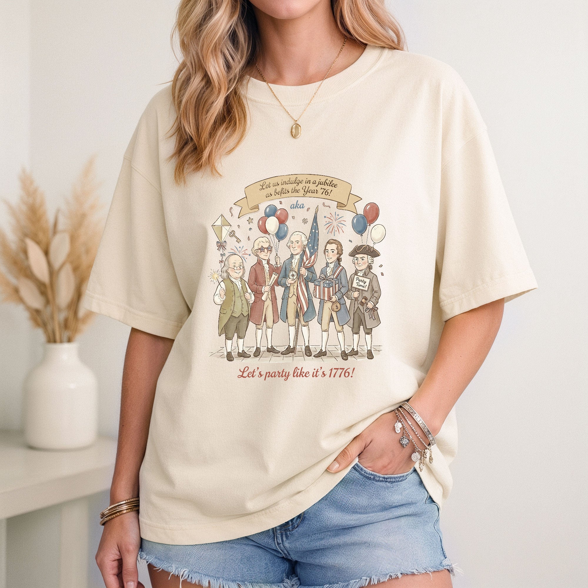Vintage Funny Founding Fathers Shirt Let's Party Like It's 1776 Patriotic
