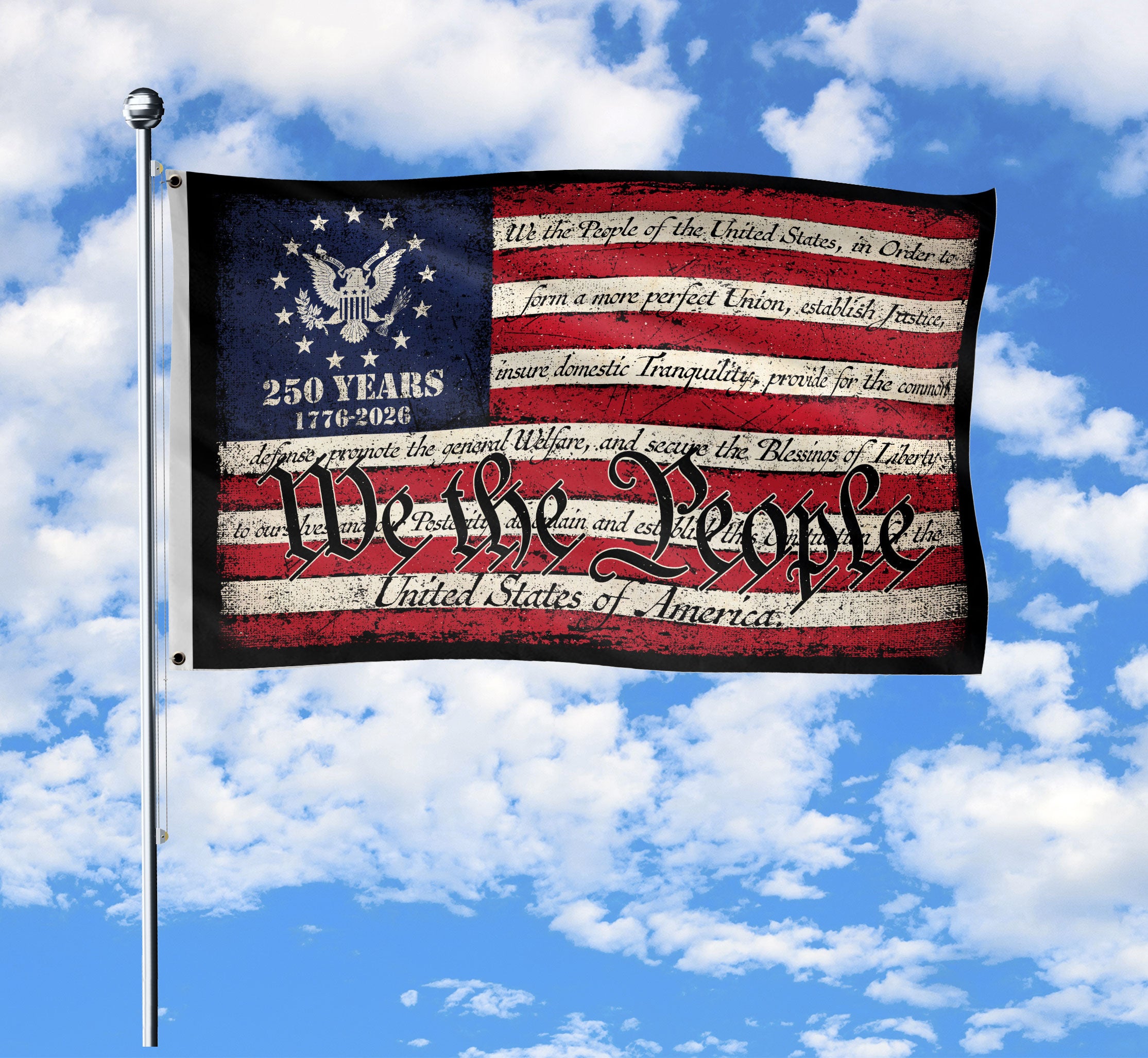 We The People Double-Sided House Flag 250 Years Freedom 1776-2026 Patriotic American
