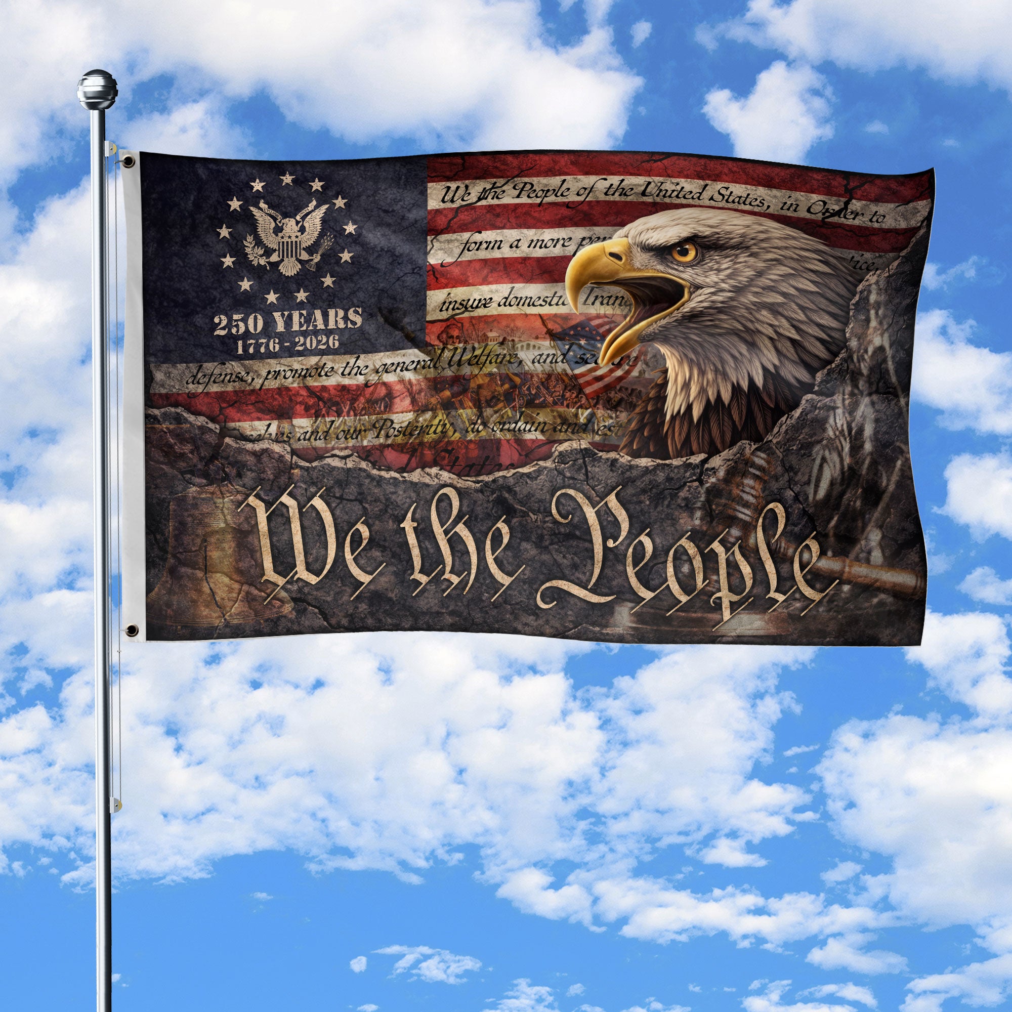 We The People Patriotic Eagle House Flag 1776-2026 250 Years Vintage Outdoor