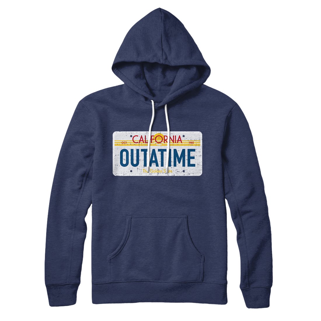 Outatime License Plate Unisex Pullover Hoodie - Cotton Polyester Loose Fit