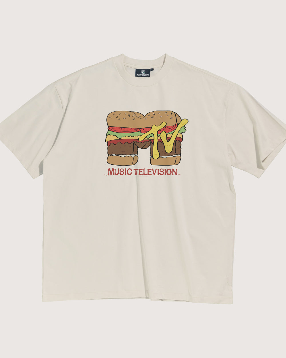 Burger MTV Logo Oversized Graphic Tee - Unisex 100% Combed Cotton Heavyweight
