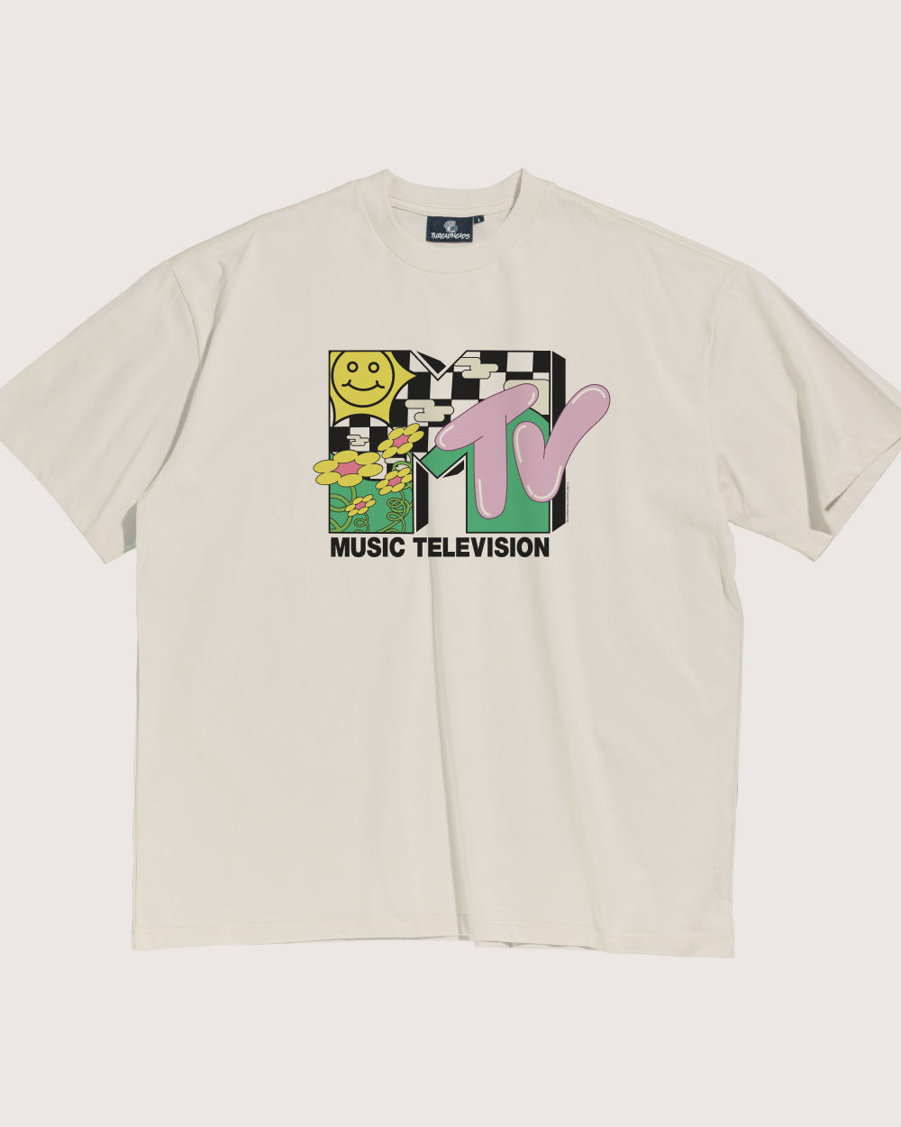 Garden MTV Logo Oversized Graphic Tee - Unisex 90s Boxy Fit 100% Combed Cotton
