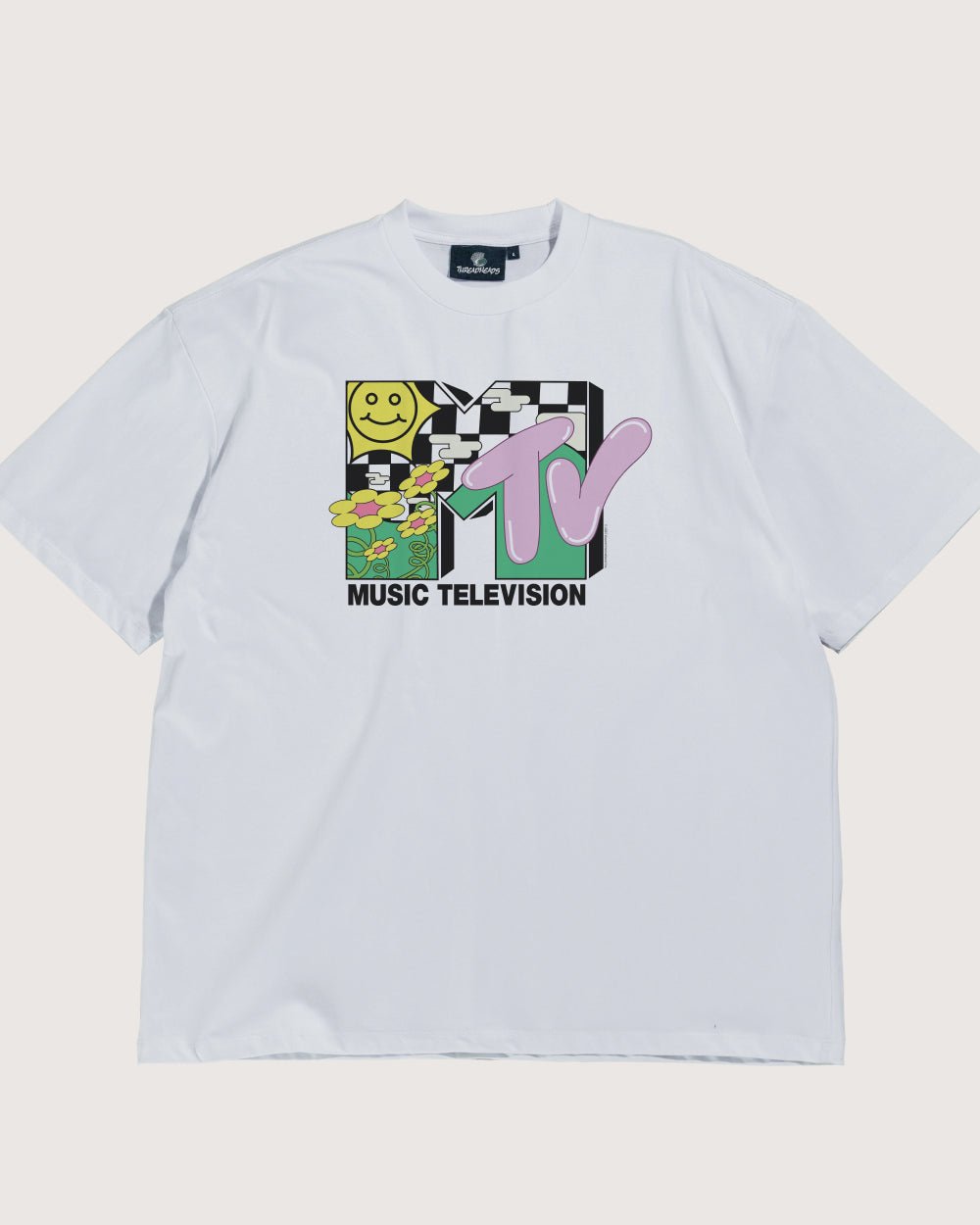 Garden MTV Logo Oversized Graphic Tee - Unisex 90s Boxy Fit 100% Combed Cotton