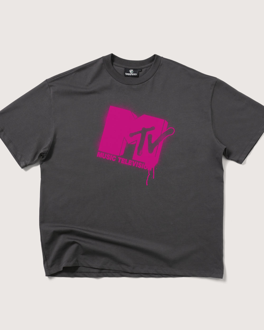 Graffiti MTV Logo Oversized Tee - Unisex 90s Heavyweight Cotton T-Shirt