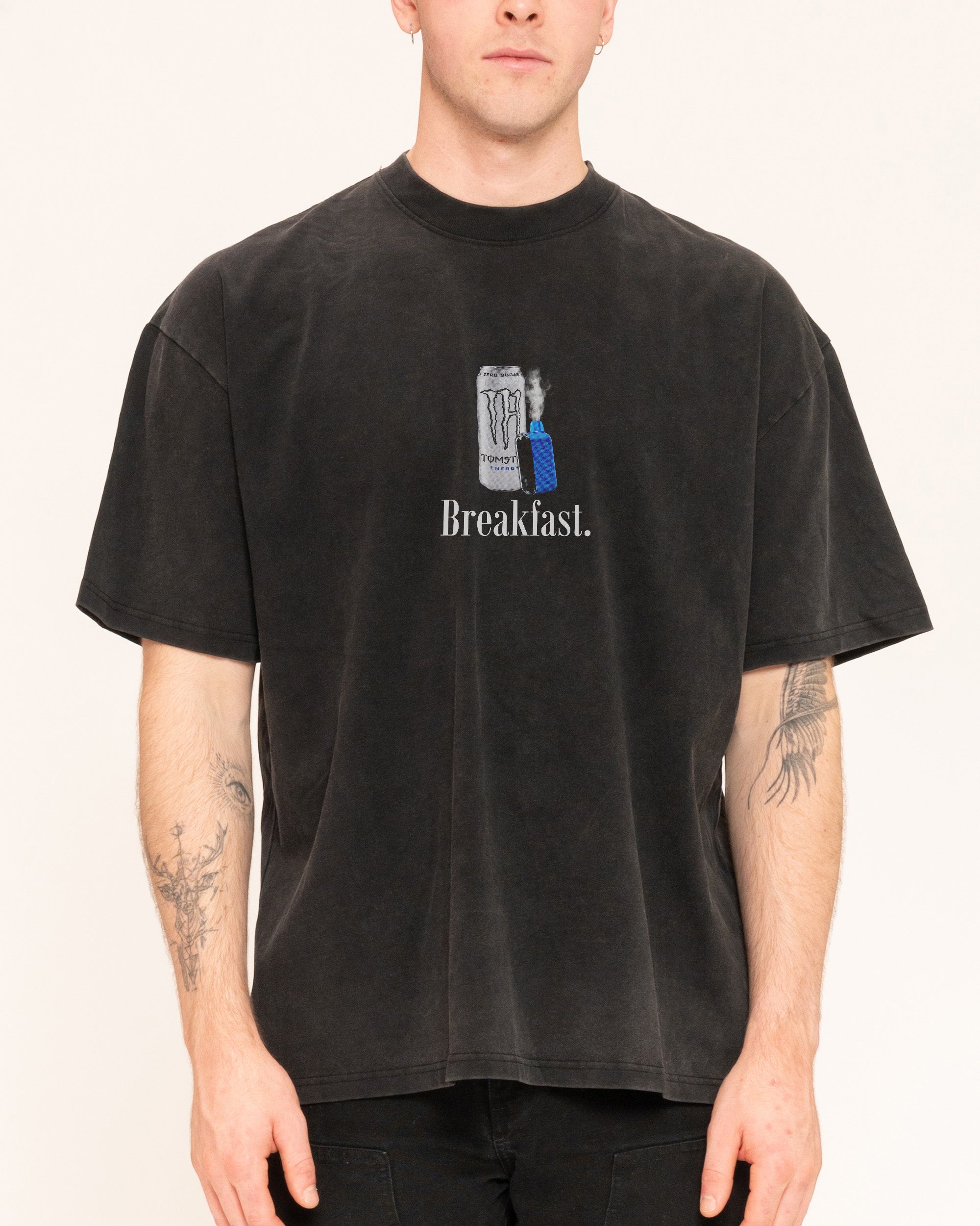 Mad Dog Breakfast Oversized Graphic Tee Unisex 90s Boxy Fit 100% Combed Cotton